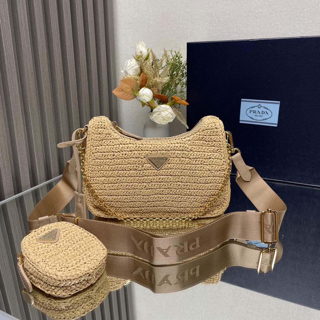 Prada Re Edition 2005 Crochet Shoulder Bag Natural 1BH204